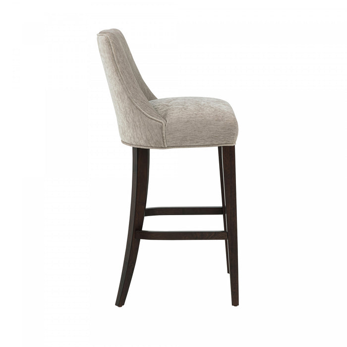 Beever Modern Chenille Wood Upholstered Barstool in Taupe - Set of 3 Bar Stool
