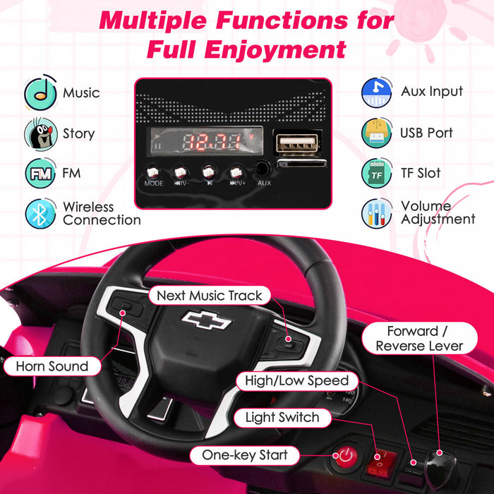 12v Kids Ride On Car Chevrolet Tahoe Electric Truck Suv Remote W/ Light & Music Pink