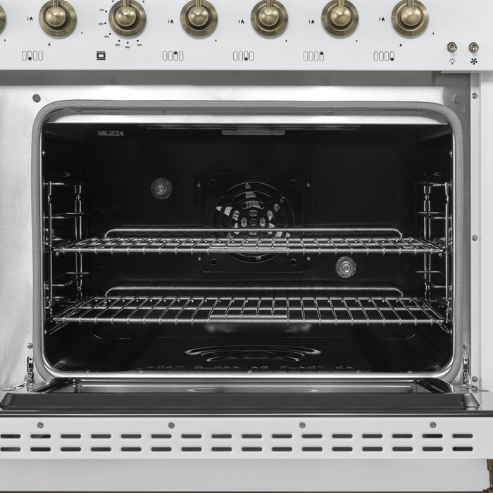 Forno Antico 48\" Dual Fuel Gas Range, White, 5.5 cu.ft. Double Ovens - FFSGS6113-48WHT
