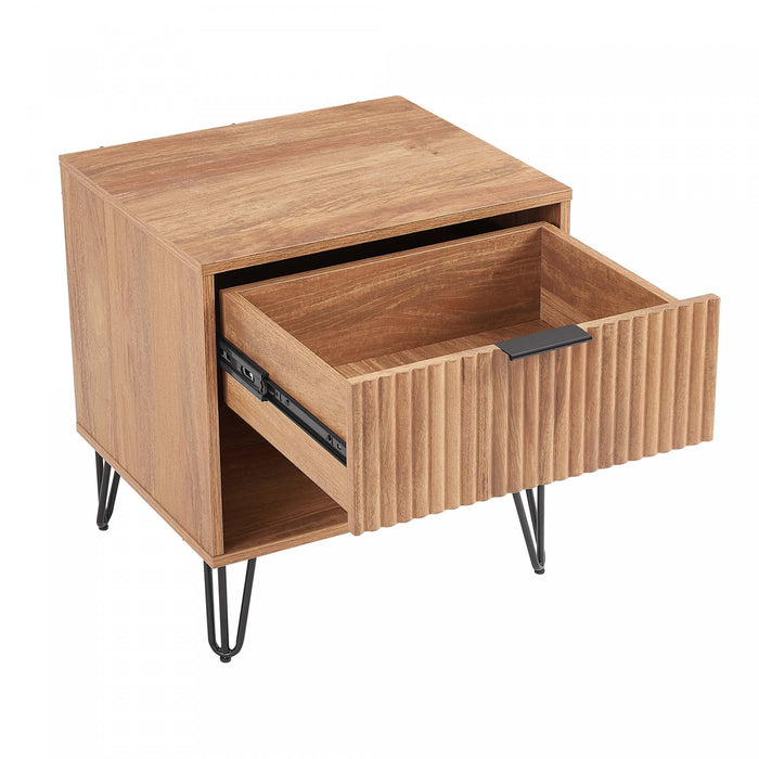 Dumbo Modern 20\" Fluted Nightstand in Golden Brown (1-Drawer) - Set of 2