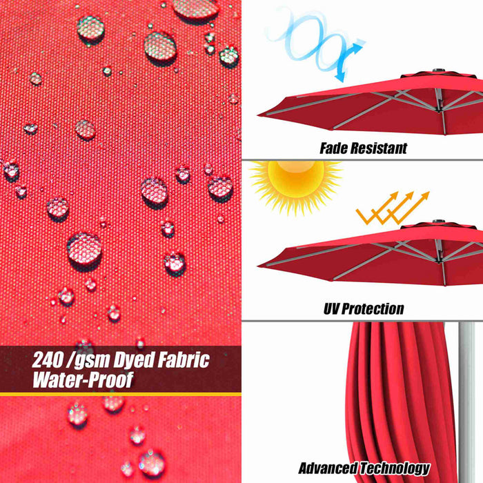 Costway 11' Patio Cantilever Offset Umbrella 360 degrees Rotation Aluminum Tilt Red