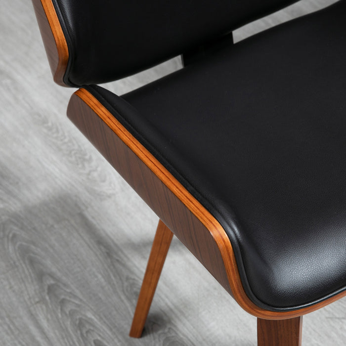 HOMCOM Dining Chairs Set of 2, PU Leather Kitchen Chairs, Black