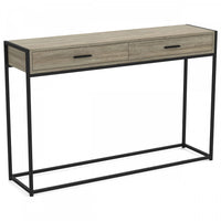 48” Modern Console Table With 2 Drawers - Dark Taupe With Black Metal 
