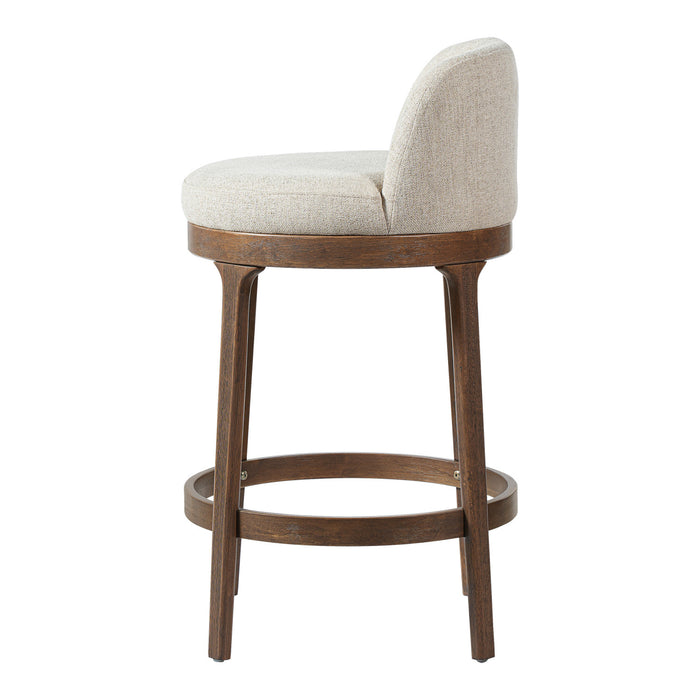 Amelia Ergonomic Rubberwood Counter Height Bar Stool Set of 2 with Upholstered Fabric,Walnut