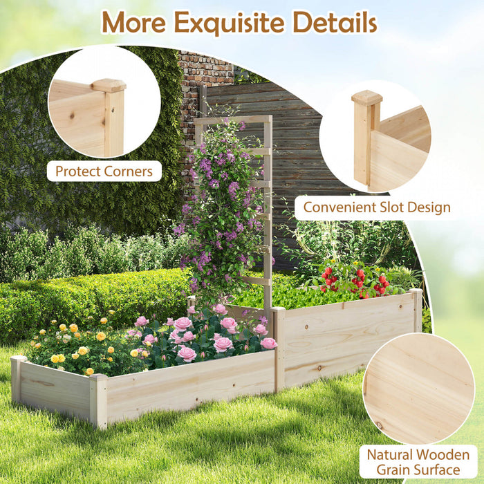 Costway 87\" Raised Garden Bed With Trellis 2 Planter Boxes Open-ended Base For Patio