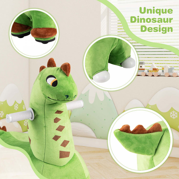 Costway 6v Kids Ride On Dinosaur With Padded Sea Foot Pedal Music Forward & Wheels