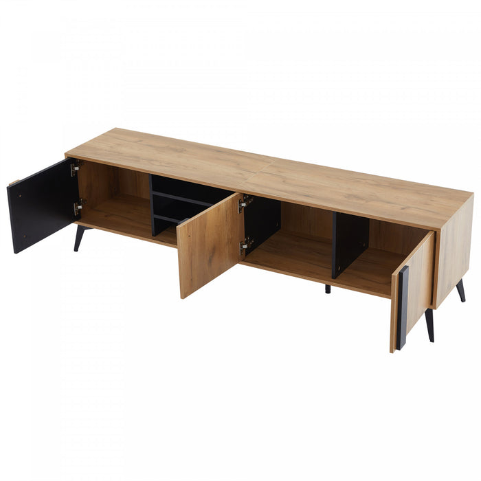 Mason TV Stand with Storage Cabinets and Open Shelving,Natural