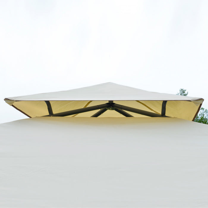 Outsunny 11x11ft Outdoor Party Gazebo Canopy Tent With 2-tier Roof & Dressed Legs, Beige
