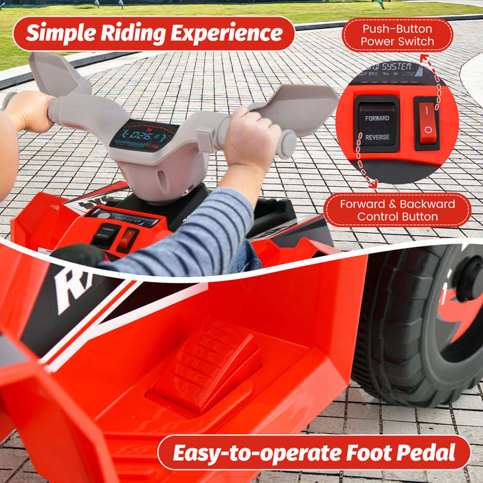 Costway Kids Ride On Atv 4 Wheeler Quad Toy Car 6v Battery Powered Motorized Toy Red