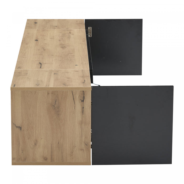 Oliver Wall-Mounted TV Cabinet with LED Lighting Storage,Black