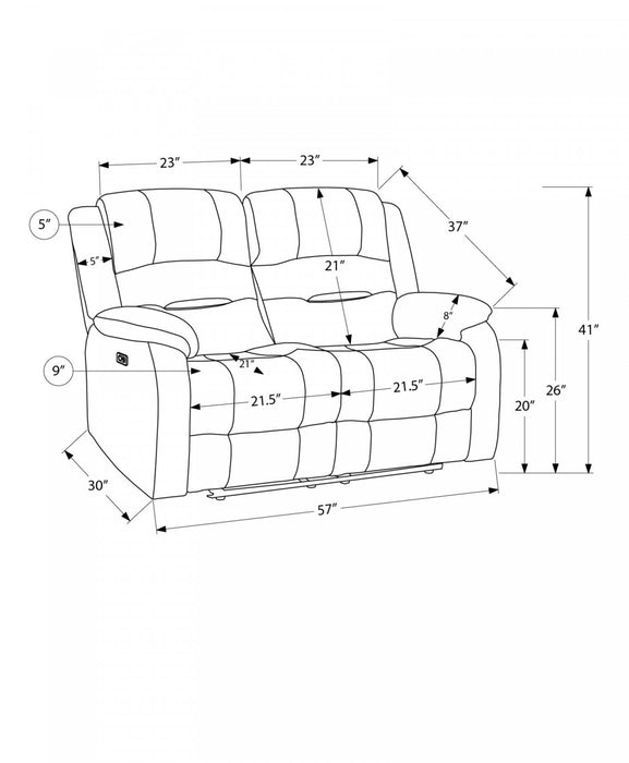 Small 2-Seater Power Reclining Love Seat, 50\" Wide, Usb Port Included, Beige Fabric Recliner
