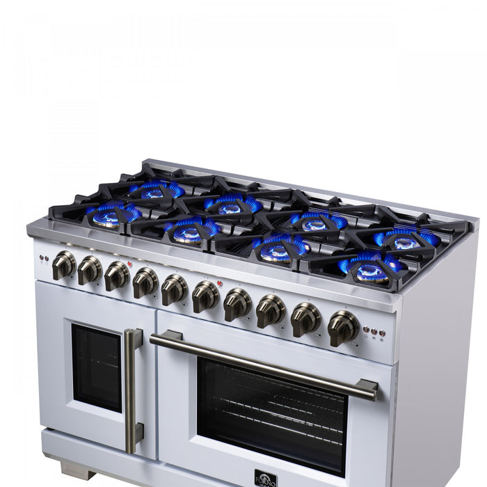 Forno Capriasca 48\" White Gas Range 6.58 cu.ft -FFSGS6460-48WHT