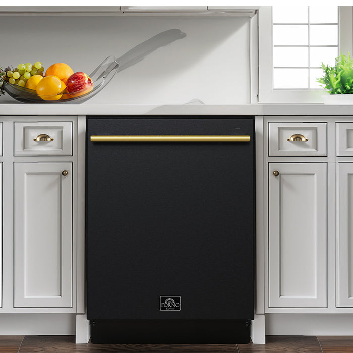Forno Romano 24 in. Built-In Tall Tub Dishwasher in Black, Top Control, 52 dBA - FDWBI8035-24BLK