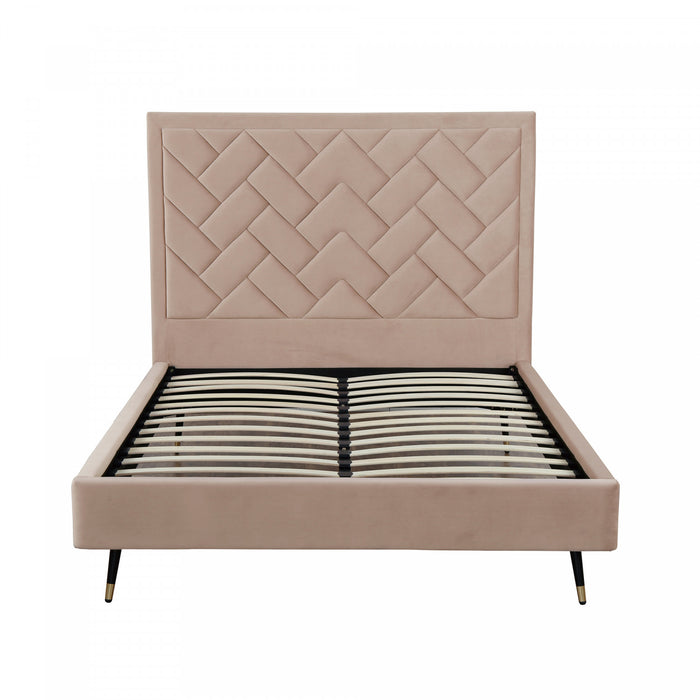 Crosby Modern Upholstered Velvet Queen Bed in Nude