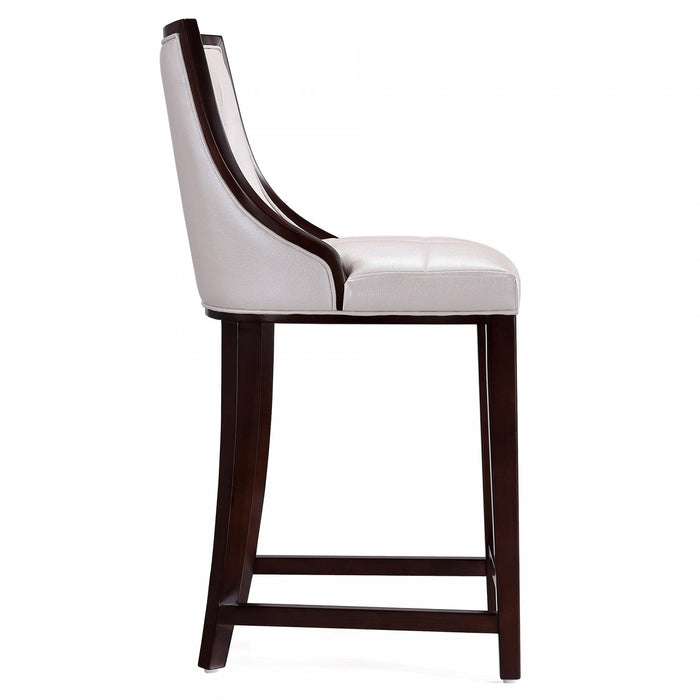 Fifth Avenue Traditional Wood Upholstered Counter Stool in Pearl White - Set of 3