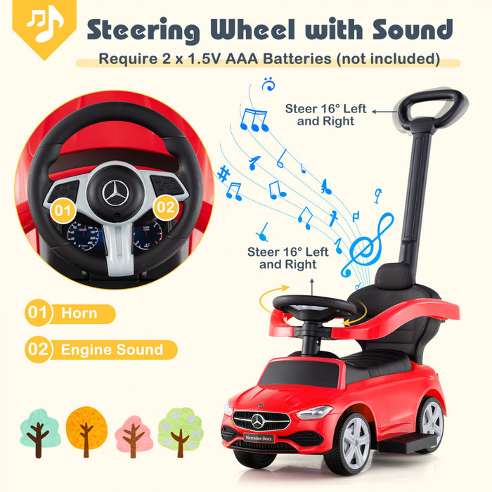 Costway Kids Ride On Push Car Mercedes-benz Licensed 3-in-1 Sliding Car Red