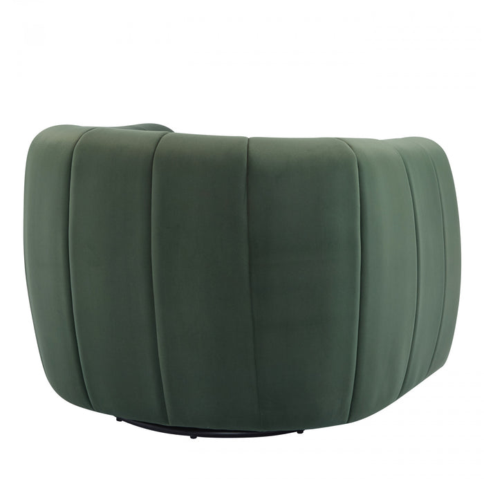 Vela Modern Velvet Swivel Club Chair with Tub Design, Black, Olive Green