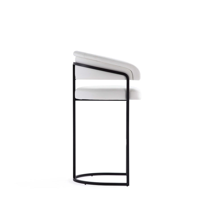 Augusta Modern Metal Upholstered Barstool in White