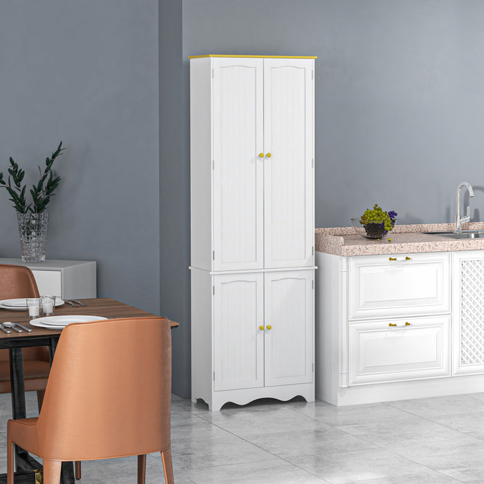 HOMCOM Freestanding Kitchen Pantry Storage Cabinet with 4 Shelves, 4 Doors