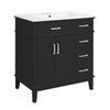 Savannah 30 Inch Bathroom Vanity with Ceramic Sink and Spacious Storage Cabinet, Black | Savannah Meuble de salle de bain 30 pouces avec vasque en ceramique et armoire de rangement spacieux, Noir