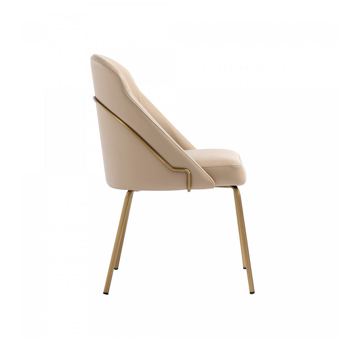 Gracie Modern Vegan Leather Metal Dining Chair in Tan and Gold - Set of 4