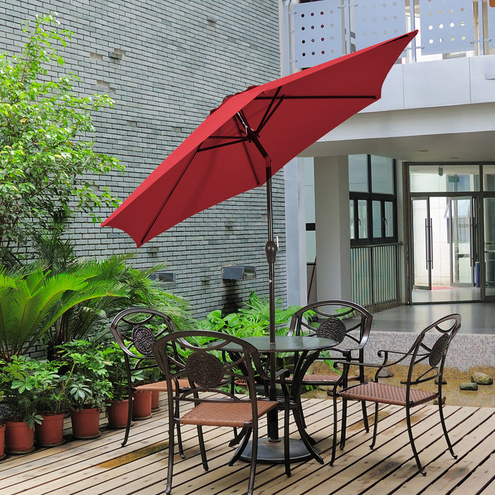 Costway 9Ft Outdoor Market Patio Table Umbrella Push Button Tilt Crank Lift Burgundy