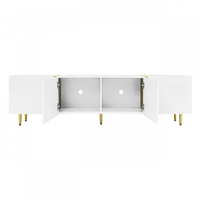 Frances Modern Tv Stand With 4 Doors,high-gloss White Tv Stand