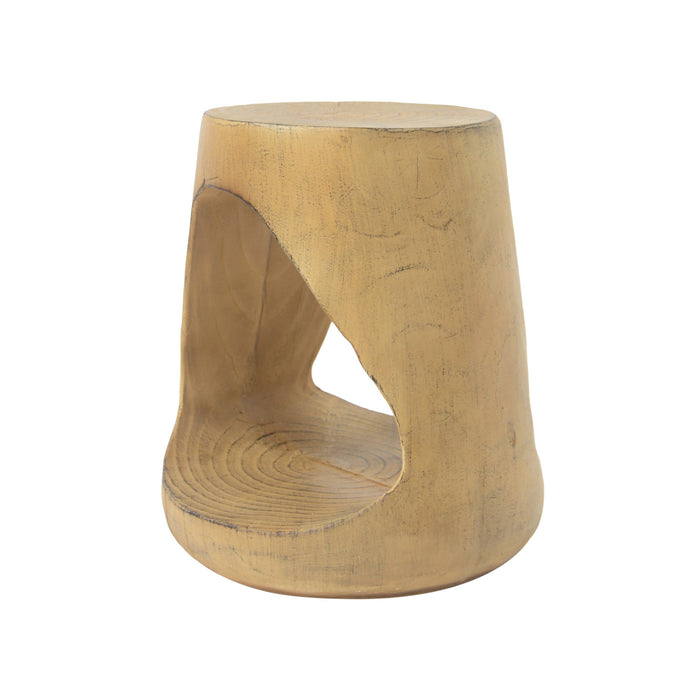 Elio 16.75\" Rustic Hollow Tree-Stump MGO Accent Table, Pet-Friendly Indoor Side Table, Natural
