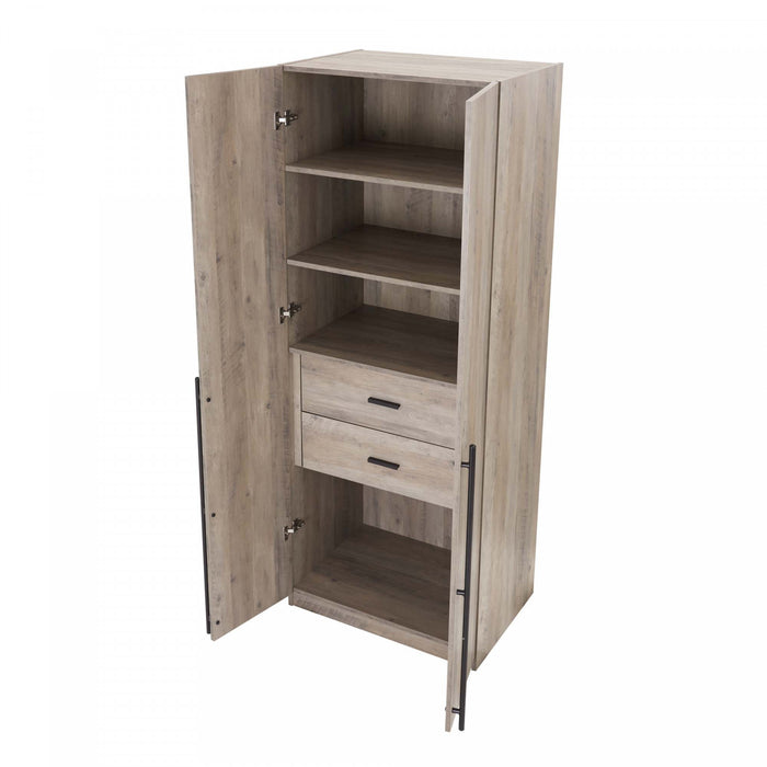 Lee Modern 32\" Wardrobe Closet in Rustic Gray - Set of 2 Armoire