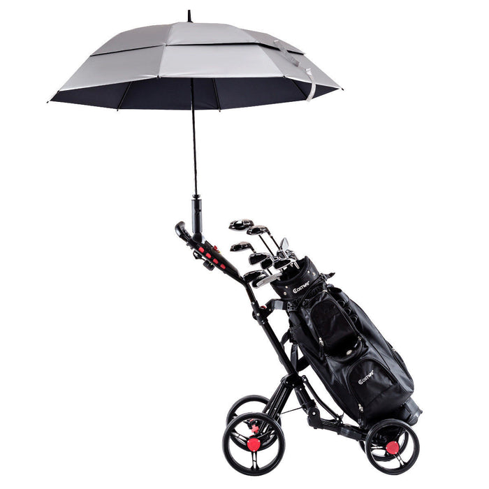 Costway 4 Wheel Golf Pull Push Cart Trolley Club Umbrella Scorecard Drink Holder