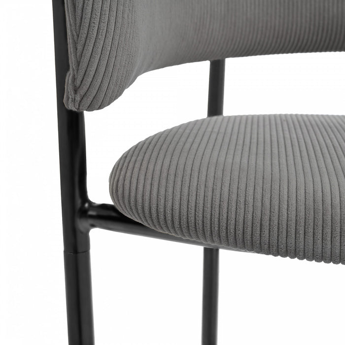 Ethan Set of 4 Modern Corduroy Upholstery Side Chair with Angled Legs and Adjustable Feet,Grey Dining Chair