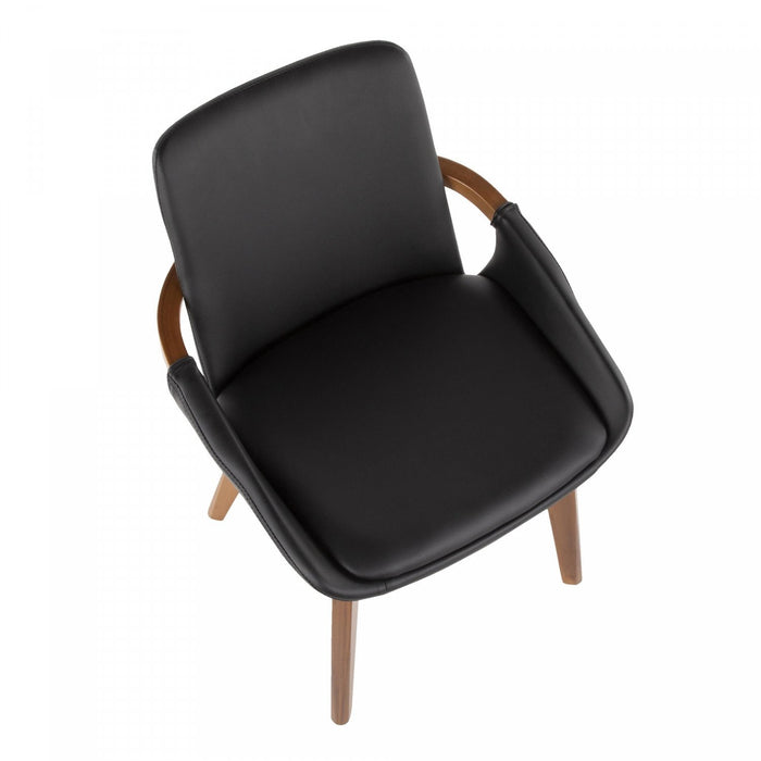 LumiSource Cosmo Faux Leather Mid-Century Dining Chair - Walnut/Black