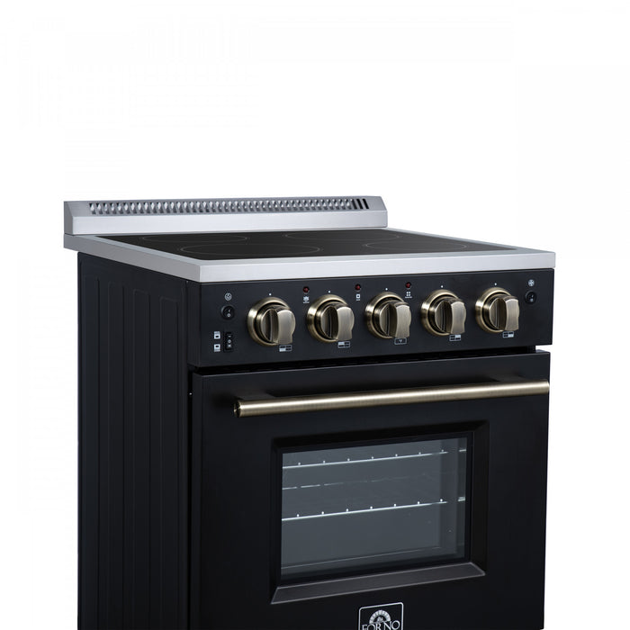 Forno Loiano 24 Inch Freestanding Electric Range in Black, 2.3 cu.ft. with Storage Drawer - FFSEL6099-24BLK