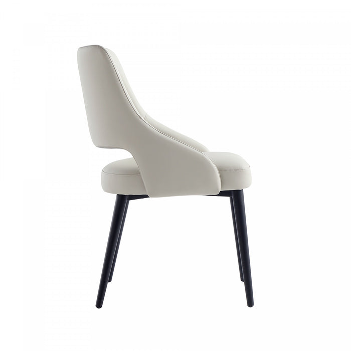 Tremont Modern Metal Vegan Leather Dining Chair in Stone Gray