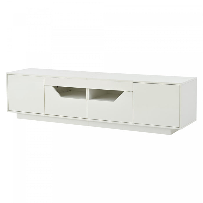 Lucas High-Gloss TV Stand with LED Lighting Storage,White