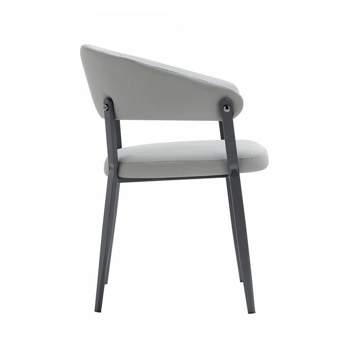 Belle Modern Metal Upholstered Dining Chair in Stone Gray - Set of 4