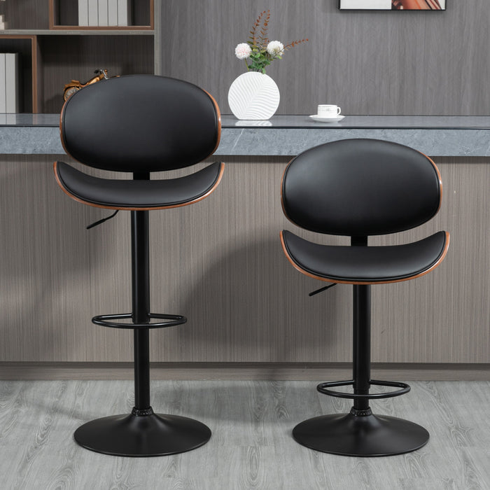 HOMCOM Bar Stools Set of 2 with Curved Back and Footrest