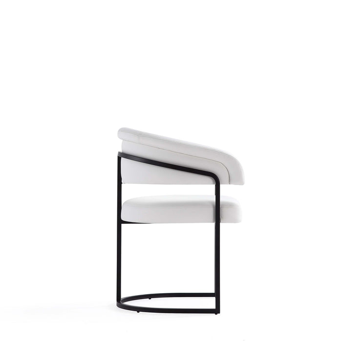 Augusta Modern Metal Vegan Leather Dining Chair in White - Set of 6