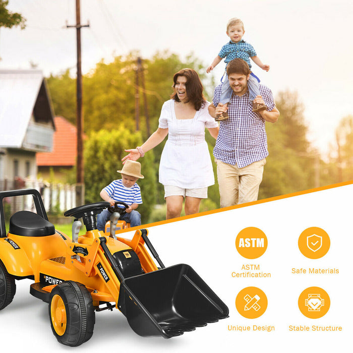 Kids Ride On Excavator Digger 6v Battery Powered Tractor W/digging Bucket Yellow