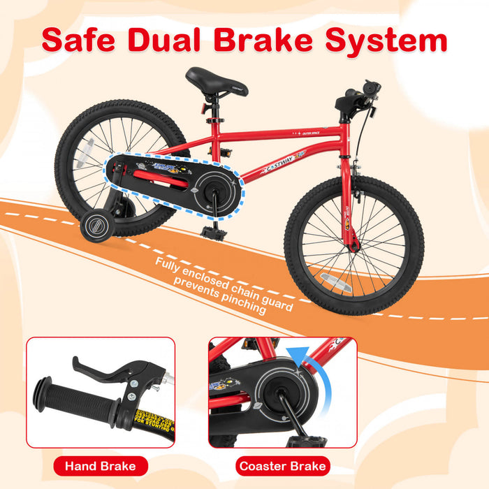 Costway 18-inch Kid's Bike For 4-8 Years Old With Adjustable Saddle & Anti-slip Handlebar Red