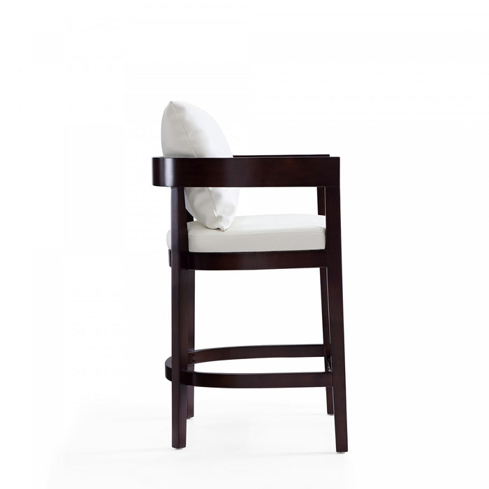Ritz Mid-Century Modern Wood Upholstered Counter Stool in Ivory - Set of 3