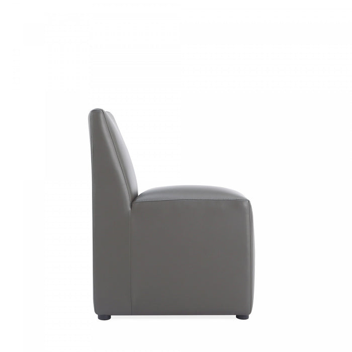 Anna Square Modern Vegan Leather Dining Chair in Graphite - Set of 2