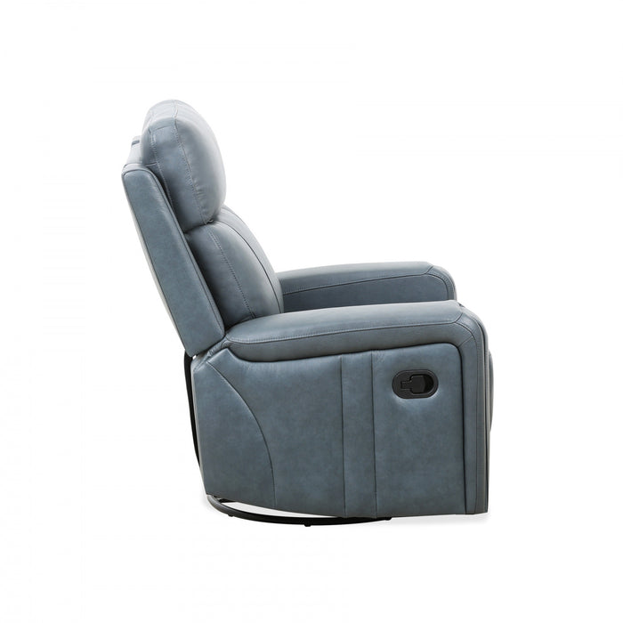 Bellamy 37 in. Leather Match Swivel Glider Recliner - Blue