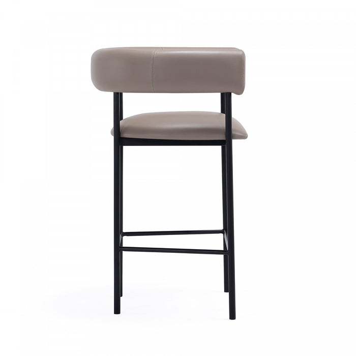 Onda Contemporary Vegan Leather Metal Counter Stool in Taupe