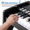 Costway 25 Keys Digital Piano with Music Stand,Teaching Mode,Lighted Keys, Adjustable Speed Black