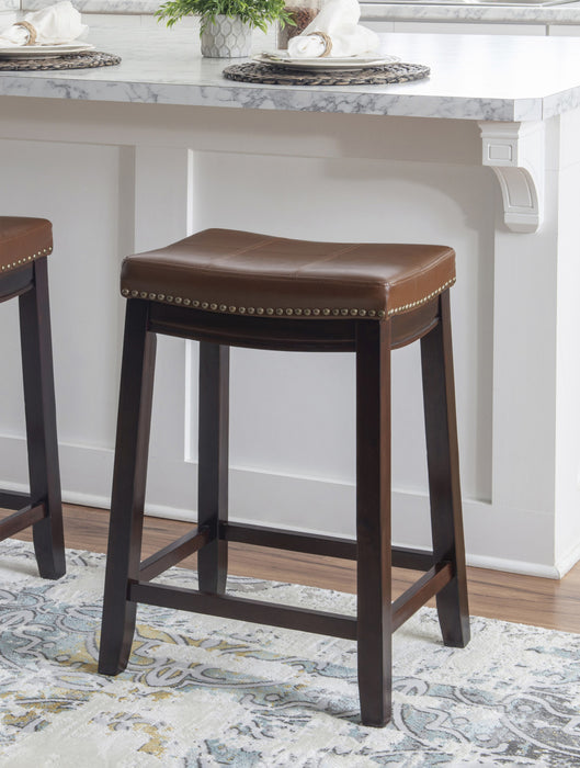 Claridge Faux Leather Backless Counter-Height Stool - Cognac