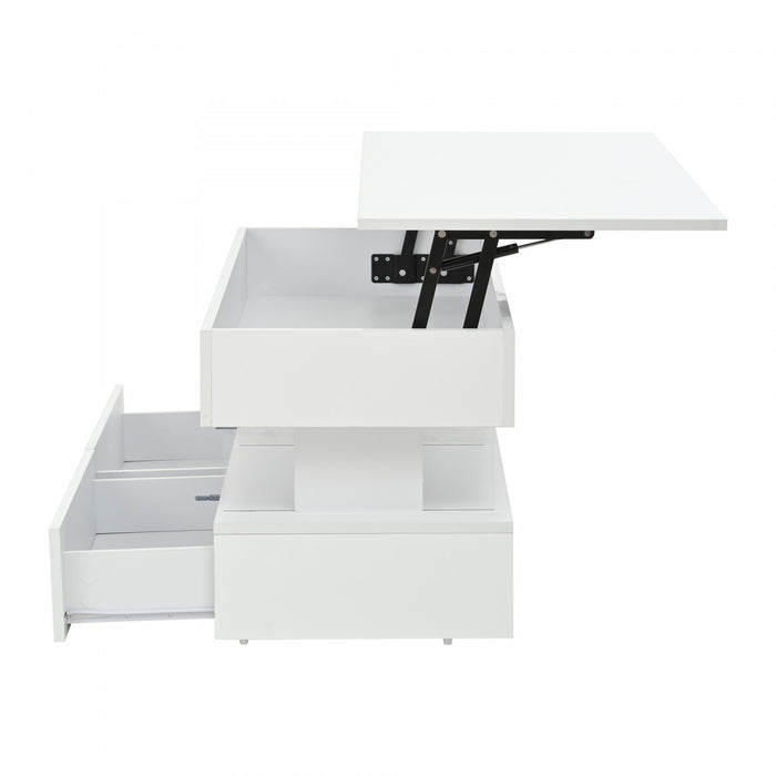 Nathan Lift-Top Coffee Table with LED Lighting,White