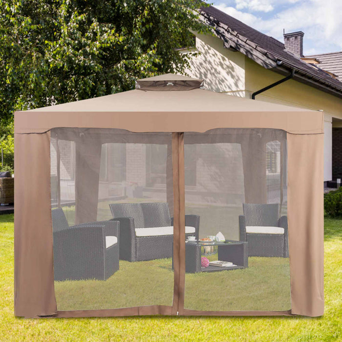 Costway 10'x 10'2-tier Canopy Gazebo Tent Outdoor Netting Picnic Party Sun Shade