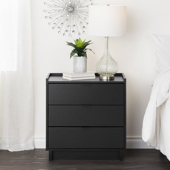 Prepac Simply Modern 26.5\" 3-Drawer Nightstand - Black