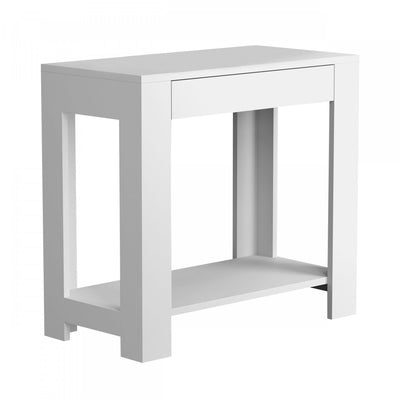 24” Classic Narrow Accent Table With Hidden Storage & Lower Shelf - White | Table d’appoint étroite classique de 24 po avec rangement dissimulé et tablette inférieure - blanche